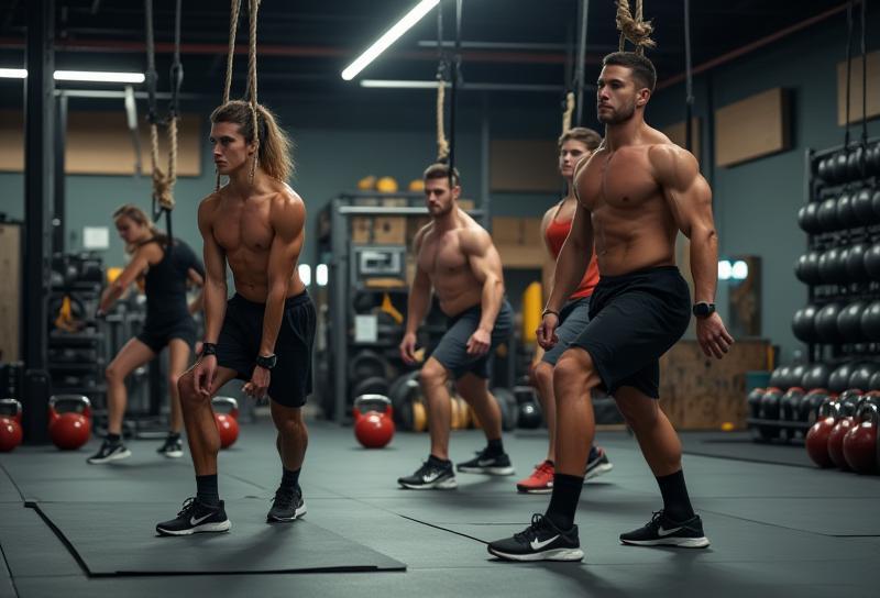 Individuals working out in the functional training area.